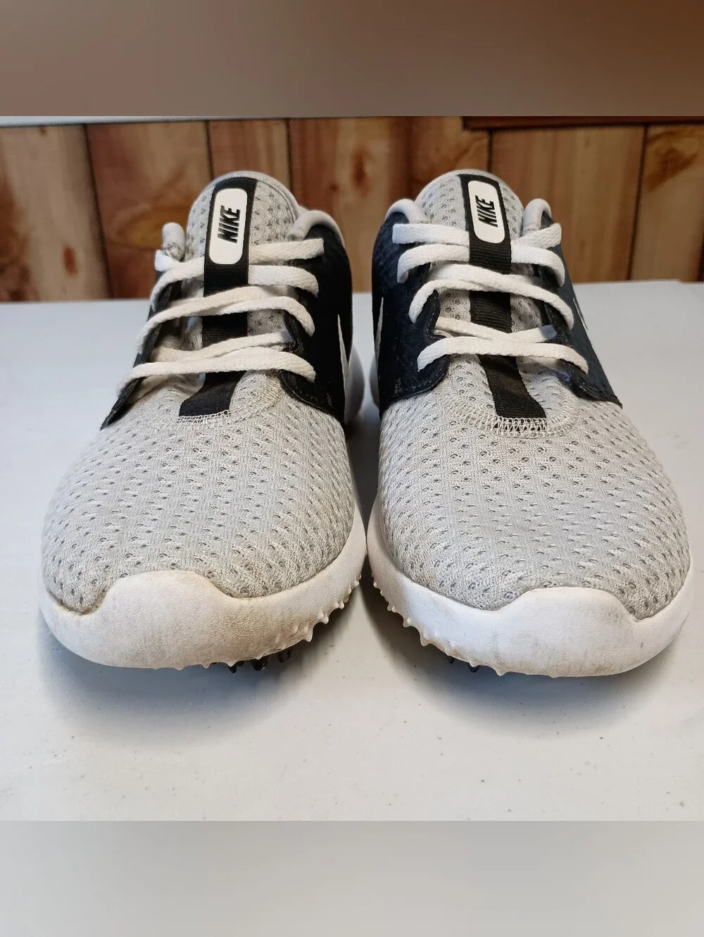 Nike Spikeless Roshe Golf Shoes 6 Youth Pure Platinum LGWT Mesh Upper Sneaker